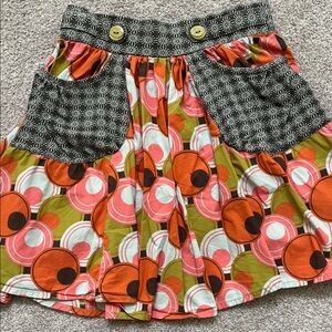 Matilda Jane A-Line Skirt with Orange and Pink Circles Size 12